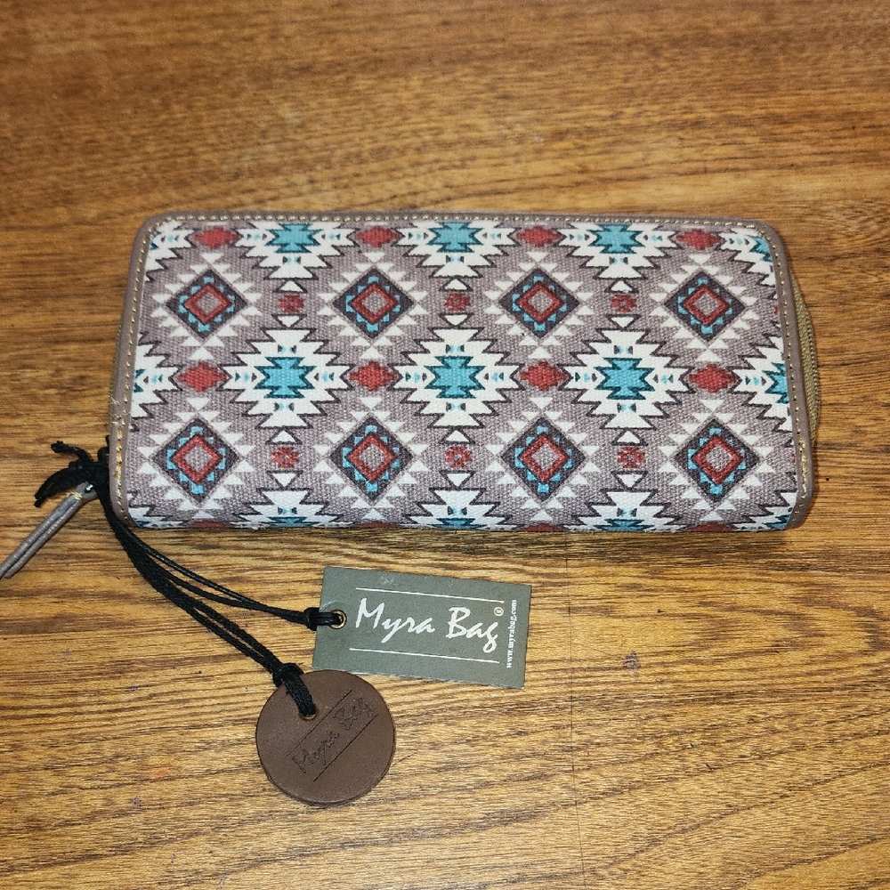 Myra Bag Geometric Pattern Wallet in Red and Blue
